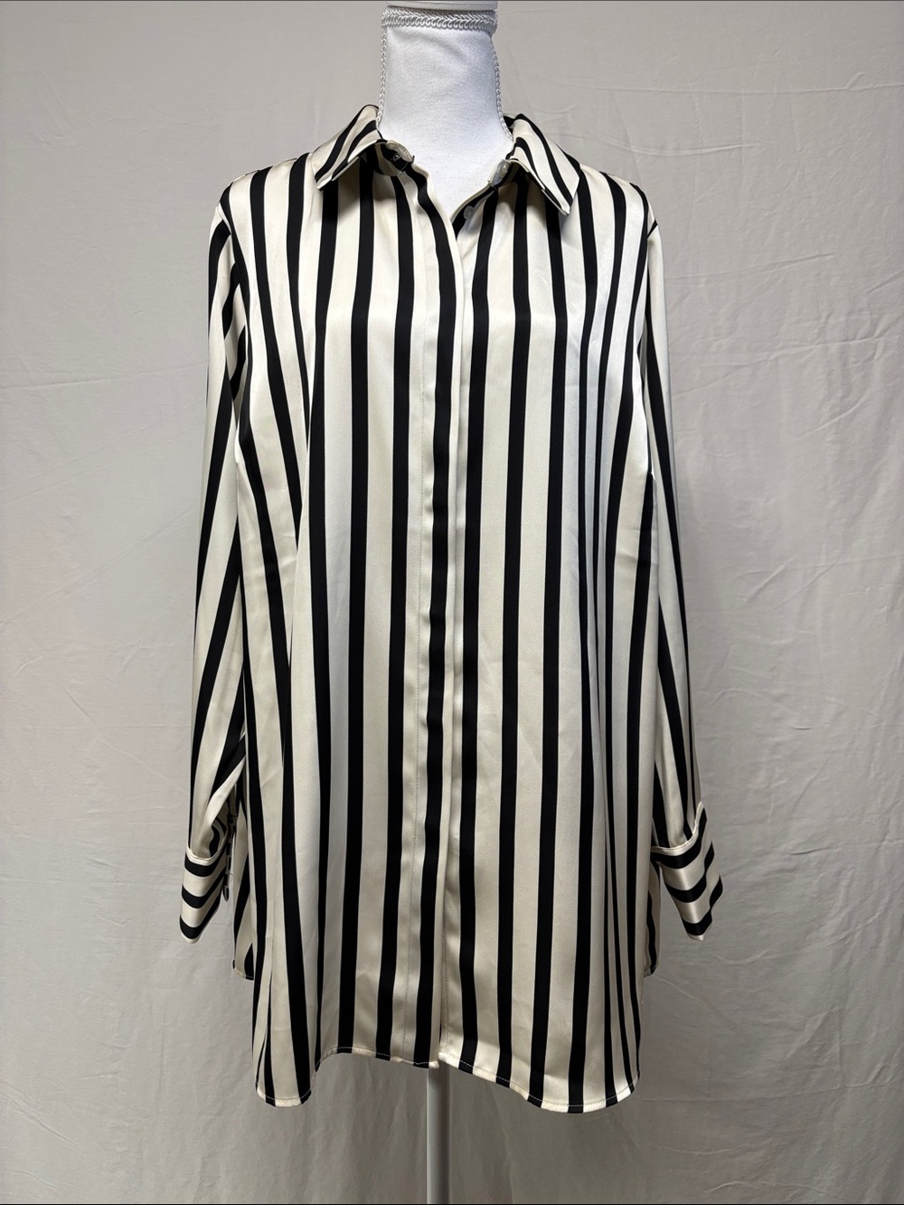 Women's Black & Cream Vertical Stripe Blouse